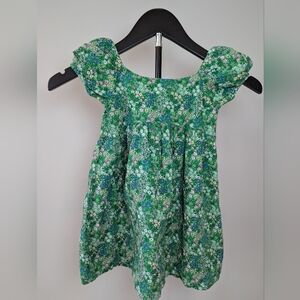 Janie and Jack Toddler Size 2T Green Spring Floral Puff Sleeve Dress